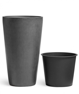 Кашпо Treez Effectory Beton Конус Middle Тёмно-серый бетон д-30, в-52 см в интернет гипермаркете «Планета Лета». Фото