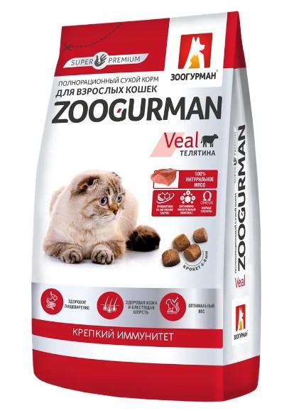 Полнорац. сухой корм д/кошек Zoogurman, Телятина 1,5кг в интернет гипермаркете «Планета Лета». Фото