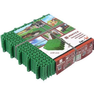 Покрытие пластиковое, универс. 1м.кв. (9 плиток) цвет зеленый VORTEX, 5365 в интернет гипермаркете «Планета Лета». Фото