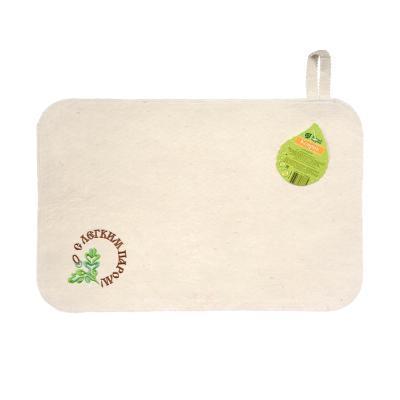 Коврик для сауны белый 49,5х33 см, с вышитым логотипом "Банные Штучки", войлок в интернет гипермаркете «Планета Лета». Фото