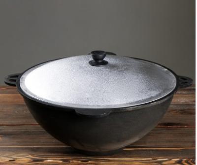 Казан чугунный плоское дно 12 л в интернет гипермаркете «Планета Лета». Фото