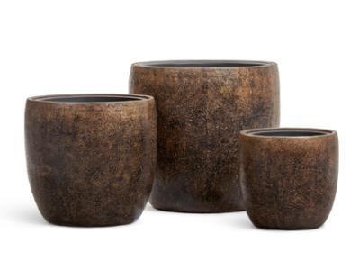 Кашпо TREEZ Effectory Metal Конус-чаша Rough с золотой патиной в-30 см, д-30 см,7/17л в интернет гипермаркете «Планета Лета». Фото