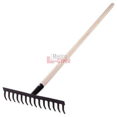 Грабли 14-зубые с черенком прямые, 360 мм, Россия// Сибртех в интернет гипермаркете «Планета Лета». Фото