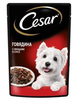 Корм для собак CESAR Говядина с овощами пауч 85г (упаковка - 28 шт) в интернет гипермаркете «Планета Лета». Фото