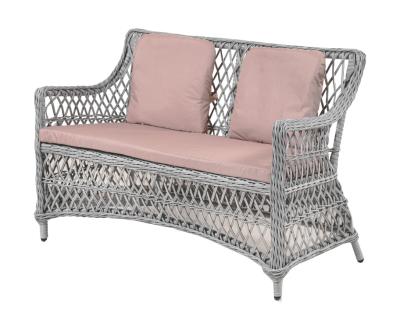 Софа Марсель двухместная ромб (Вид ротанга пруток(трубка)+с-профиль(ПТ), Цвет ротанга Эбен лунный (G в интернет гипермаркете «Планета Лета». Фото