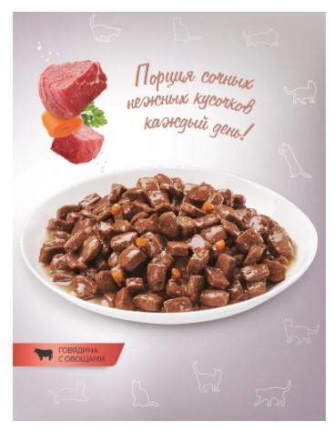 Влажный корм(пауч) д/кошек Zoogurman, Говядина с овощами 85г в интернет гипермаркете «Планета Лета». Фото
