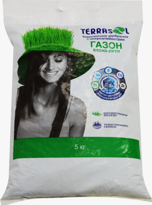 Удобрение TerraSol тукосмесь с микроэлем, гранулирован Газон Весна-Лето 5кг в интернет гипермаркете «Планета Лета». Фото