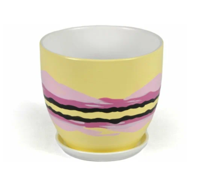 Горшок Горы желтый высокий овал d15, h13см, 1,4л в интернет гипермаркете «Планета Лета». Фото