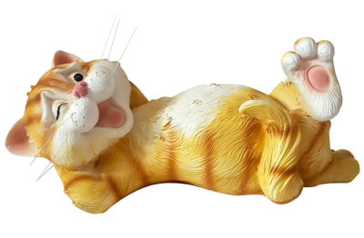 Фигура Котик улыбается лапы к верху Н-9 см,L-25cм в интернет гипермаркете «Планета Лета». Фото