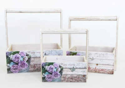 Кашпо деревянное №2 YW-55613 в интернет гипермаркете «Планета Лета». Фото