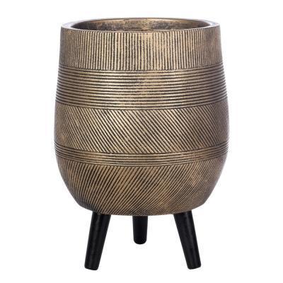 Кашпо IDEALIST Страйп с подставкой, файберстоун, золотистое, D31.5 H43 cm WSTRIPR-31-GLD в интернет гипермаркете «Планета Лета». Фото