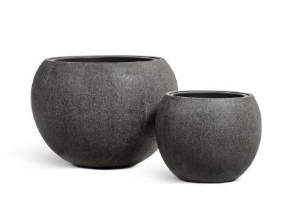 Кашпо TREEZ Effectory Stone Большая полусфера тёмно-серый камень в-43 см, д-60 см в интернет гипермаркете «Планета Лета». Фото