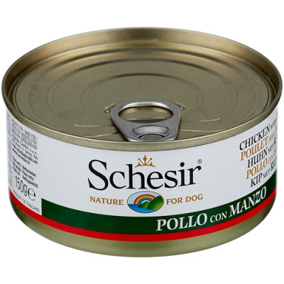 "Schesir" консервы для собак ФИЛЕ ЦЫПЛЕНКА+ГОВЯДИНА 150гр (уп.10*4=40шт) в интернет гипермаркете «Планета Лета». Фото