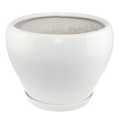 Горшок Qianjin для цветов белый д40 с поддоном в интернет гипермаркете «Планета Лета». Фото