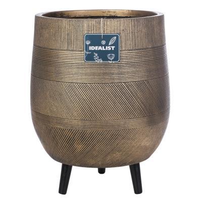 Кашпо IDEALIST Страйп с подставкой, файберстоун, золотистое, D44 H56 cm WSTRIPR-44-GLD в интернет гипермаркете «Планета Лета». Фото