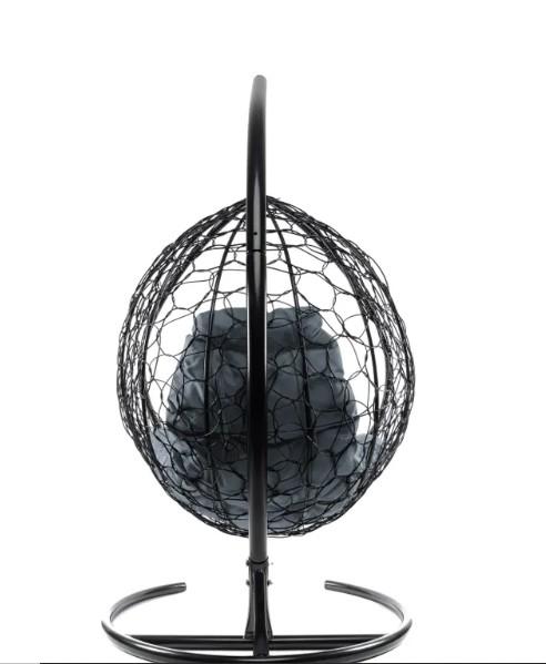 Кресло подвесное КАПЛЯ с ротангом черное , серая подушка в интернет гипермаркете «Планета Лета». Фото