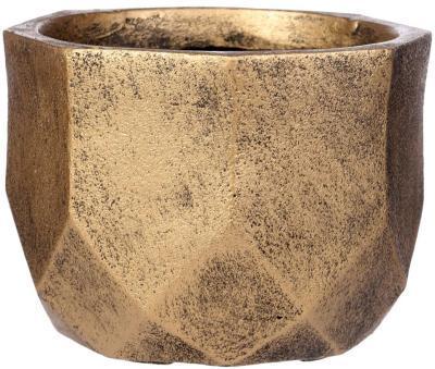 Кашпо IDEALIST Геометри Круглое, файберстоун, золото,D37 H27 cm в интернет гипермаркете «Планета Лета». Фото