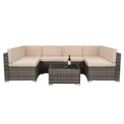 Комплект мебели Диван модульный + стол YR822BgB Grey/Beige Afina-Garden в интернет гипермаркете «Планета Лета». Фото Комплект мебели Диван модульный + стол YR822BgB Grey/Beige в интернет гипермаркете «Планета Лета». Фото