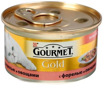 Корм GOURMET GOLD д/кош конс форель/овощи 85г в интернет гипермаркете «Планета Лета». Фото