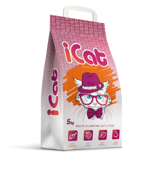 iCAT Комкующийся белый наполнитель без ароматизатора, 5 кг, Греция в интернет гипермаркете «Планета Лета». Фото
