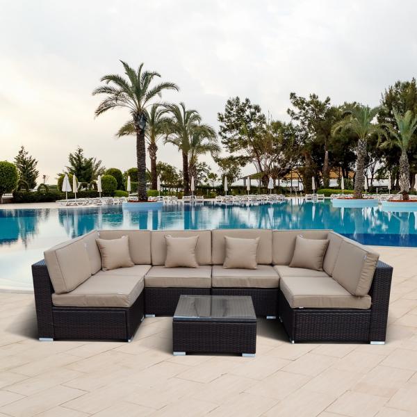 Комплект мебели Диван модульный YR822BB-Brown/Brown в интернет гипермаркете «Планета Лета». Фото