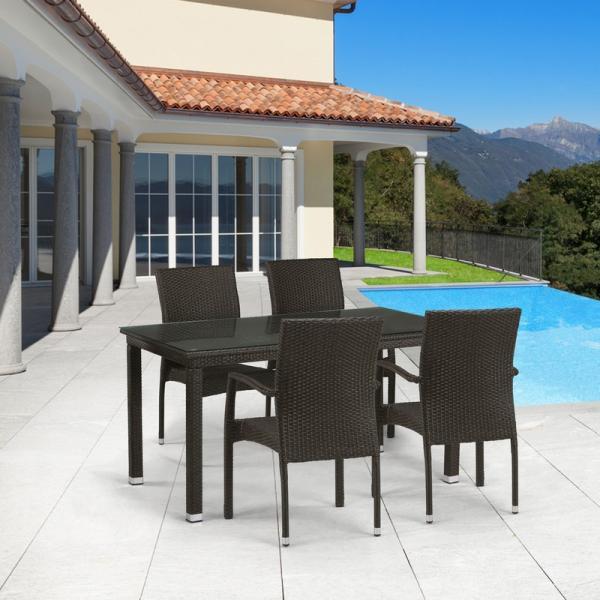 Комплект мебели 4 стула + стол + подушки на стульях T256A/YC379A-W53 Brown в интернет гипермаркете «Планета Лета». Фото