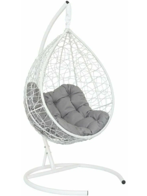 Кресло подвесное Кокон Релакс, белый ротанг без подушки в интернет гипермаркете «Планета Лета». Фото