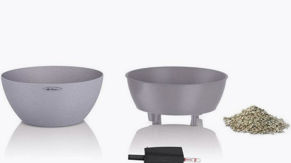 Кашпо   Lechuza Cubeto Color 40 Complete (stone grey), D40xH18см в интернет гипермаркете «Планета Лета». Фото