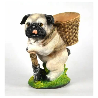 Фигура Мопс с корзиной на спине Н-25см,D-11см в интернет гипермаркете «Планета Лета». Фото