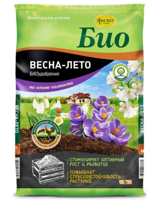 Удобрение сухое Фаско Био на основе компоста Весна-Лето органоминеральное 5л в интернет гипермаркете «Планета Лета». Фото