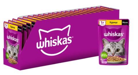 Корм влажный для кошек Whiskas, кусочки в желе с курицей, 75 г x 28 в интернет гипермаркете «Планета Лета». Фото