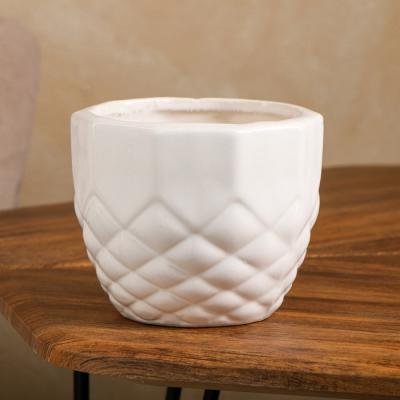 Горшок Доспех белый 14х14х12см 1л б/п 9244788 в интернет гипермаркете «Планета Лета». Фото