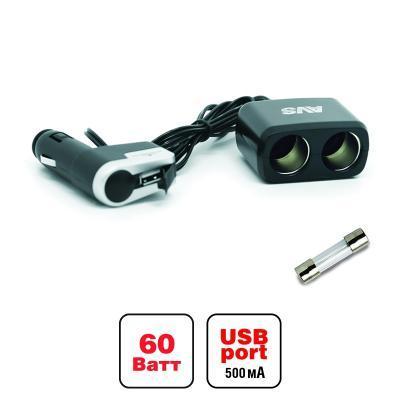 Разветвитель прикуривателя на 2 выхода+USB CS213U 43256 в интернет гипермаркете «Планета Лета». Фото