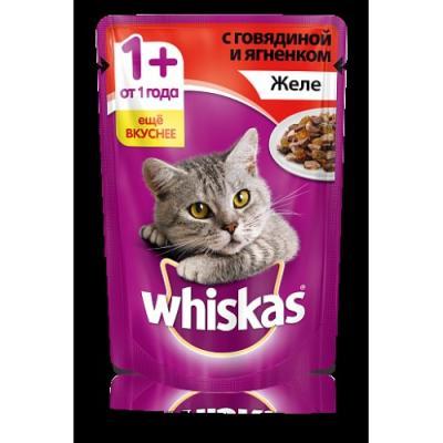 Корм Whiskas желе говядина/ягненок 75г в интернет гипермаркете «Планета Лета». Фото