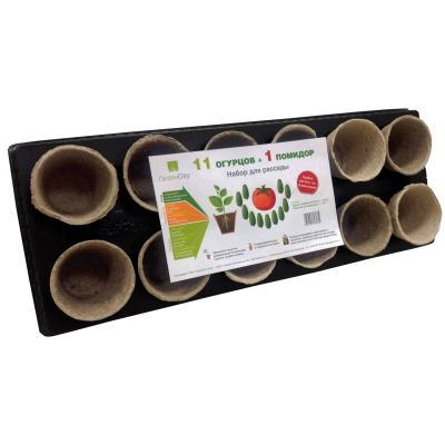 Набор для рассады с торфяными горшками "11 огурцов и 1 помидор в интернет гипермаркете «Планета Лета». Фото