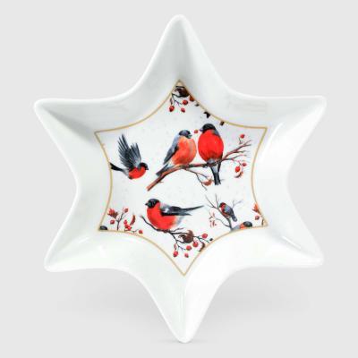 Блюдо сервировочное White Rabbit Снегири звезда 23х23х3,5 см в интернет гипермаркете «Планета Лета». Фото