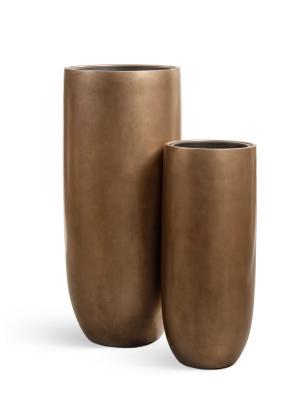 Кашпо TREEZ Effectory Metall высокий округлый конус Темное матовое золото в-72, д-31 см в интернет гипермаркете «Планета Лета». Фото