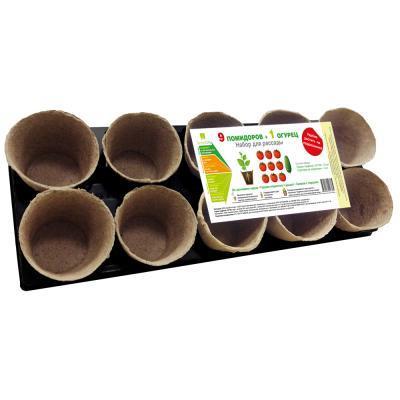 Набор для рассады с торфяными горшками " 9 помидоров и 1 огурец в интернет гипермаркете «Планета Лета». Фото