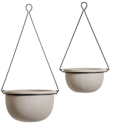 Кашпо TREEZ Effectory Beton Полусфера подвесная Белый песок в-15,5 см, д-26 см, 7л в интернет гипермаркете «Планета Лета». Фото