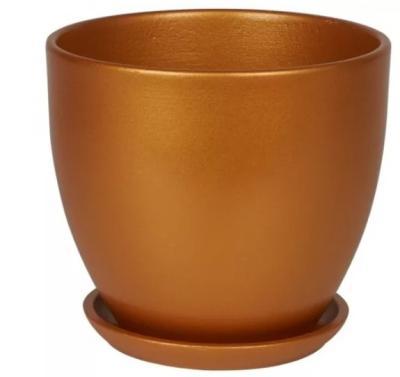 Горшок керамический высокий овал Шар золото 1,4л d15 h13 в интернет гипермаркете «Планета Лета». Фото