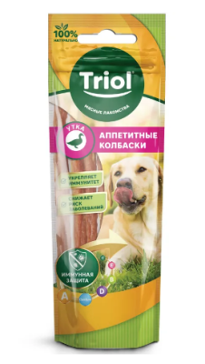 Лакомство Triol колбаски аппетитные из утки д/соб. 40г 10171002 в интернет гипермаркете «Планета Лета». Фото