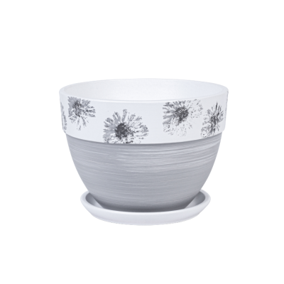 Горшок Каприфоль серый овал борт d18, h13см, 2,1л в интернет гипермаркете «Планета Лета». Фото