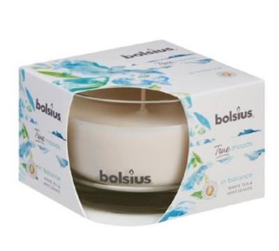 Свеча Болсус в стекле 50*80 аром Белый чай и листья мяты в интернет гипермаркете «Планета Лета». Фото